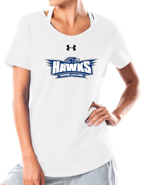 Harper College Ladies Under Armour Charged Cotton Tee Primary Athletics Mark - ONLINE ONLY